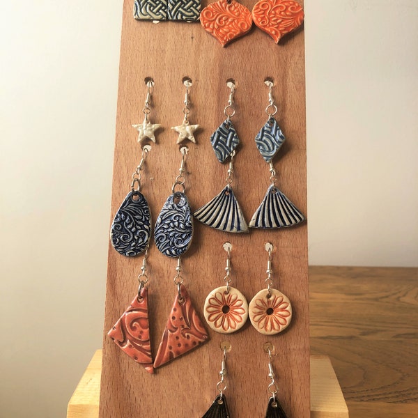 Handmade Ceramic Dangle Earrings