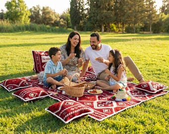 Artisan Moroccan Floor Lounge - Handgemaakte Arabische Majlis-stoelen - Op maat gemaakte boho-vloerbankset