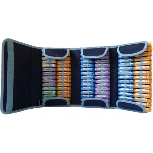 Blue pouch for 10/40/90 homeopathy tubes | Boiron type tube storage case | Travel Pharmacy Kit