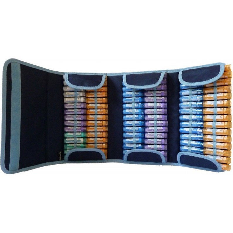 Pochette Bleue pour 10/40/90 tubes d'homéopathie Etui de rangement tubes type Boiron Trousse Pharmacie voyage image 1