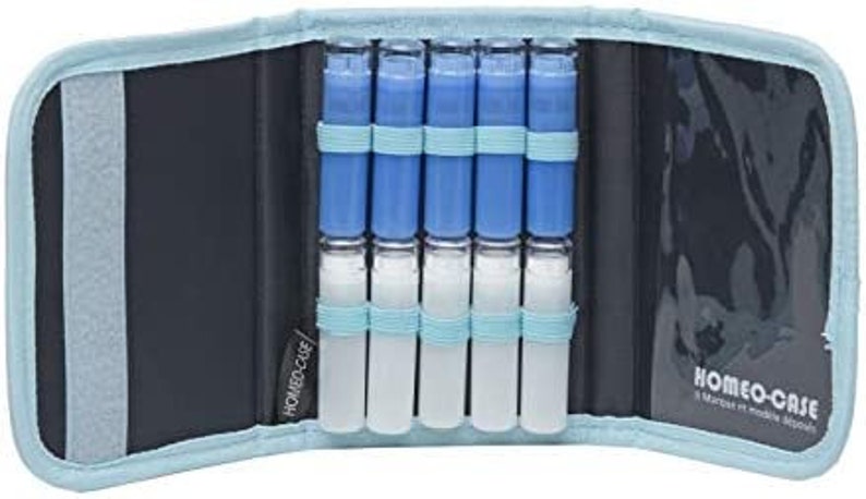 Blue pouch for 10/40/90 homeopathy tubes Boiron type tube storage case Travel Pharmacy Kit image 9