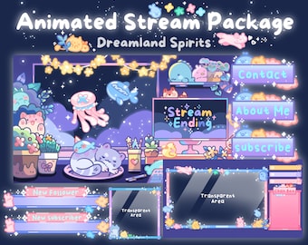 Celestial Animated Stream Overlay for Twitch | Cute Twitch Overlay Stream Package | Cozy Twitch Overlay Package | Stream Overlay Animation