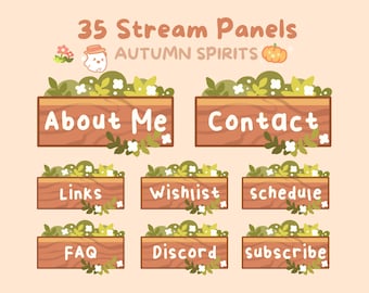 Cottagecore Twitch Panels: Autumn Spirits Stream Assets (35x PNG Files)