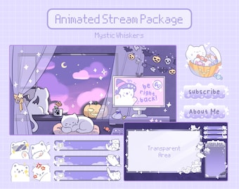 Animated Cozy Twitch Overlay | Halloween Overlay Stream Package, Twitch Panels | Halloween Twitch Overlay | Stream Overlay Animation