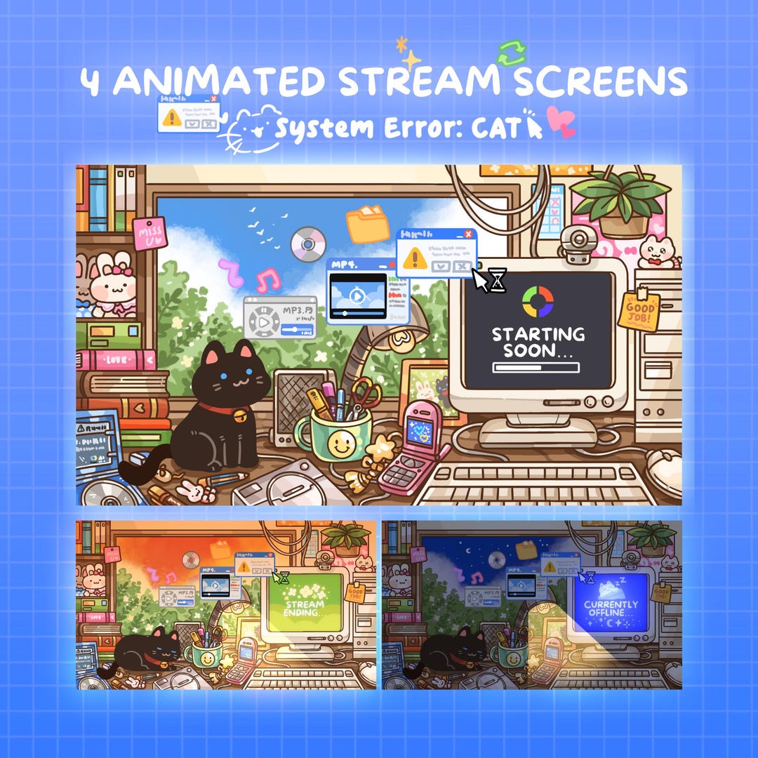 Loading Imagestream Vintage Black Cat Stream Screens: Loading Screens for Twitch, Youtube ...
