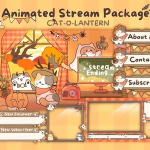 Animated Cozy Stream Overlay for Twitch | Cozy Overlay Stream Package, Halloween Twitch | Twitch Alerts | Twitch Cozy Animation