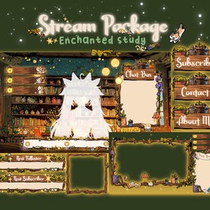 Animated Witch Vtuber Stream Overlay: Cozy Celestial Package