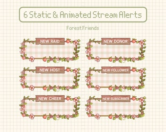Cottagecore Animated Stream Alerts: Forest Twitch Overlay (Digital Download)