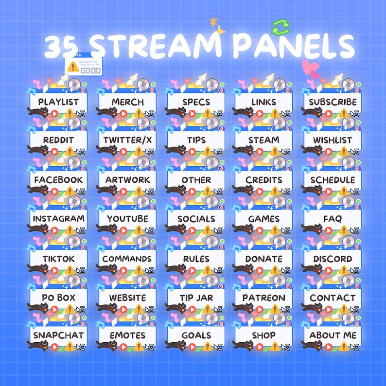 2000s Nostalgia Animated Stream Overlay: Twitch, YouTube, TikTok Live, Kick, OBS Streamlabs, Instant Download image 7