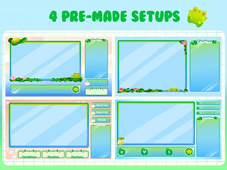Animated Frog Stream Overlay Package: Twitch, Youtube, Vtuber - Etsy