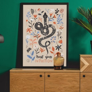 Trust Your Intuition Printable Wall Art | Snake And Plants Print | Nature Wall Art | Room Decor Aesthetic | Digital Download