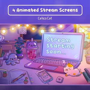 4 Animated  Lofi Twitch Screens | Stream Screens, Cozy Twitch Overlay, Lofi Aesthetics, Kawaii, Stream Overlay | Lofi Cat,  Youtube, Twitch