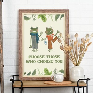 Retro Frog Wall Art Print | Groovy Frog Printable | Aesthetic Downloadable Print | Mental Health Poster | Aesthetic Vintage Frog Poster