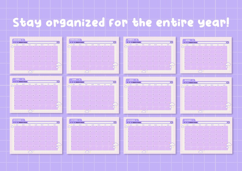 2023 Digital Download Calendar Purple Desk Year Planner 2023 Etsy