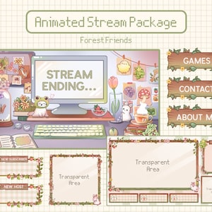 Animated Cozy Twitch Overlay Package | Cottagecore Overlay Stream Package | Cute Twitch Overlay | Twitch Alerts | Bunny Twitch Animation