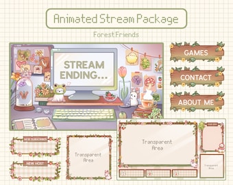Animated Cozy Twitch Overlay | Cottagecore Overlay Stream Package, Lofi Twitch Panels | Cute Twitch Overlay | Twitch Alerts | Youtube