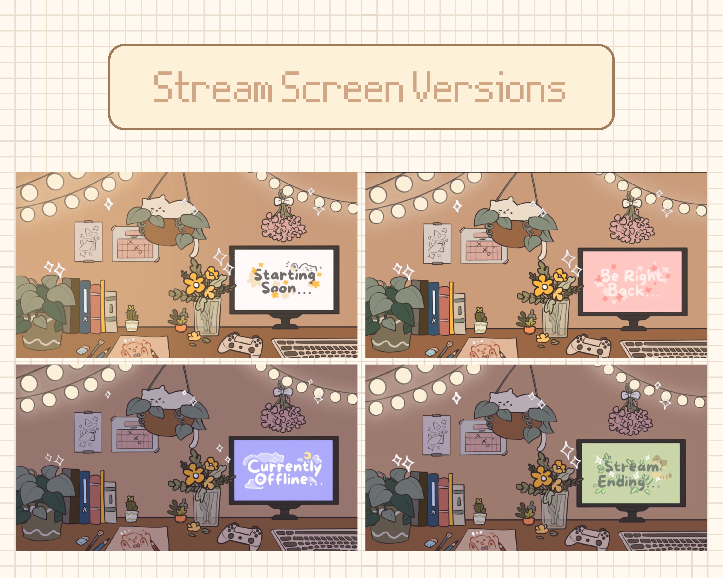 Animated Cozy Cat Stream Screens: Lofi Twitch Overlay (digital Download ...