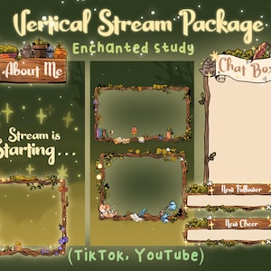 Forest Tiktok Overlay | Vertical Tiktok Overlay Package |  Pngtuber | Tiktok Chat | Vtuber Background, Vertical Stream Pack
