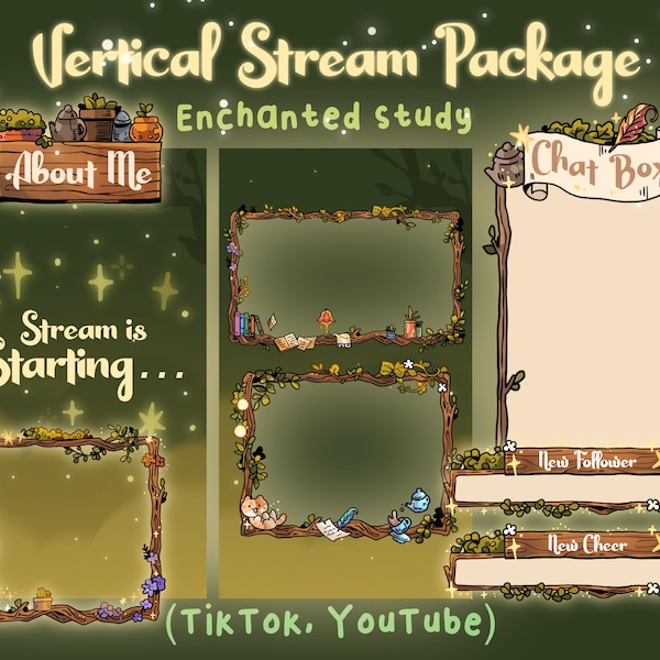 Forest TikTok Stream Overlay Package: Animated Screens, Alerts, Panels, Green TikTok Setup, Green TikTok Live Overlay