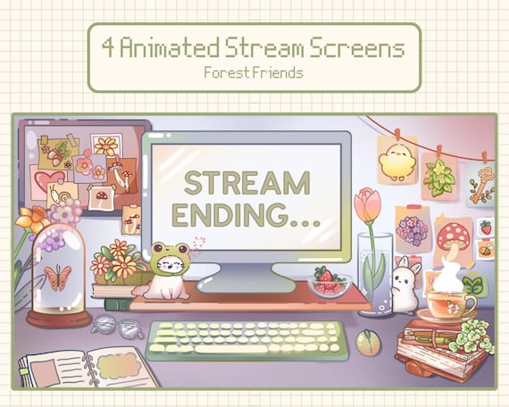 Animated Cottagecore Stream Screens: Cozy Forest Graphics (Digital Download)