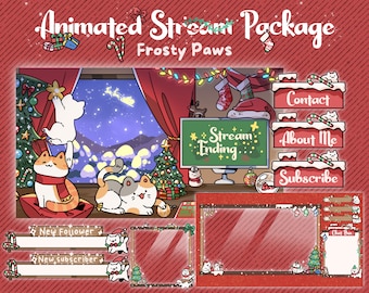 Animated Christmas Stream Overlay: Cozy Cottagecore Twitch Package