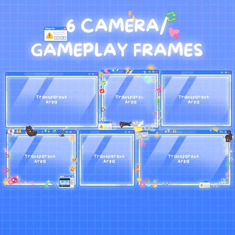 2000s Nostalgia Animated Stream Overlay: Twitch, YouTube, TikTok Live, Kick, OBS Streamlabs, Instant Download image 6