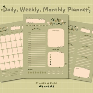 Printable Daily Planner, Weekly Planner, Monthly Planner | Kawaii Planner | Digital Planner | Printable Planner | Cute Planner