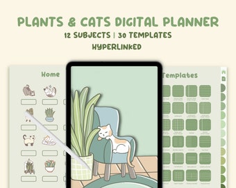 Süße Katze Tagesplaner, Wochenplaner, Monatsplaner | Kawaii Digitaler Planer | Digitales Notizbuch mit Tabs | Goodnotes | Bekanntheit