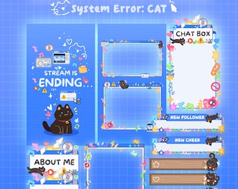 Superposición animada vintage para TikTok Live: paquete de superposición vertical, recursos de la Vtuber Cozy Cat, configuración de TikTok Live, paneles de TikTok, alertas.