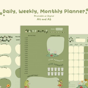 Frog Daily Planner, Weekly Planner, Monthly Planner | Kawaii Planner | Digital Goodnotes Planner | Printable Planner | Cute Planner