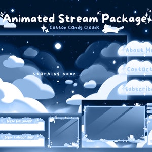 Sobreposição de fluxo azul animada para Twitch, Youtube | Pacote de fluxo de sobreposição Lofi, Lofi Twitch | Sobreposição aconchegante do Twitch | Alertas do Twitch | Kawaii