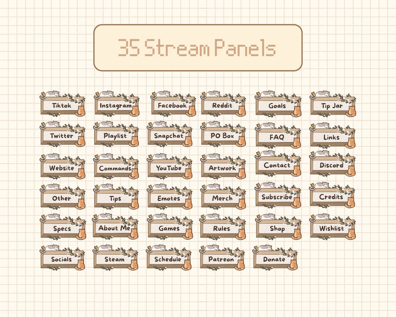 Animated Cozy Cat Stream Overlay Package: Twitch, YouTube image 7