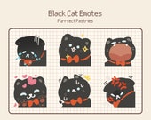 Black Cat Twitch Emotes: Cozy Gamer Stream Set (Digital Download)