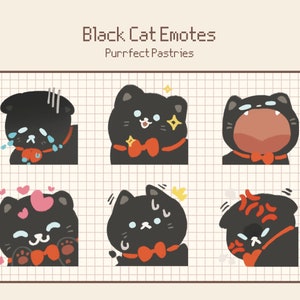 6 つの黒猫 Twitch エモート | Discord エモート | 居心地の良い Twitch | ゲーマーへのギフト | Twitch バッジ | Youtube エモート | ストリーム エモート