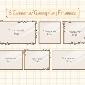 May include: Six transparent frames with brown borders and floral accents. Each frame has the text "Transparent Area" inside.