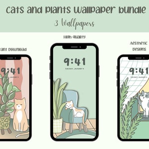 Cute Cat Wallpaper Bundle | Iphone Wallpaper Bundle | IOS Wallpapers | Iphone Homescreen | Wallpaper Variety Pack | Kawaii Wallpaper