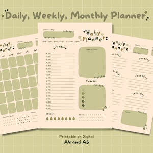 Cute Printable Planner | Daily Planner, Weekly Planner, Monthly Planner  | Kawaii Planner | Digital Planner | Printable Planner |