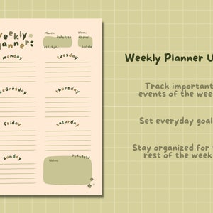 Daily Task Personalized Undated Planner Digital Download Organizer