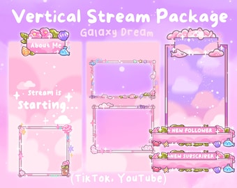 Pink Celestial TikTok Stream Overlay Paket: Animierte Vtuber Grafiken, Tiktok Live Overlay, Tiktok Live Einstellungen