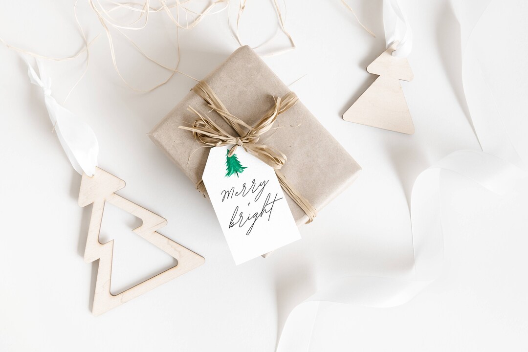 Merry & Bright Christmas Gift Tag Template – Easy Canva Edit (digital ...