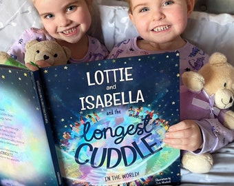 Siblings book - a Personalised Gift - 'The Longest Cuddle' story for 2 - a Keepsake for Brothers, Sisters, Cousins, Twins & Grandchildren