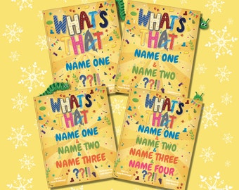 Personalised Christmas Gift - A Custom Book for 1,2,3 or 4 - 'What's That??!!' - a fun Xmas Gift for Families