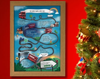 Personalised Christmas Gift for Mums, Dads & ALL the family - 'The Family Bus' - a unique and delightful custom print!