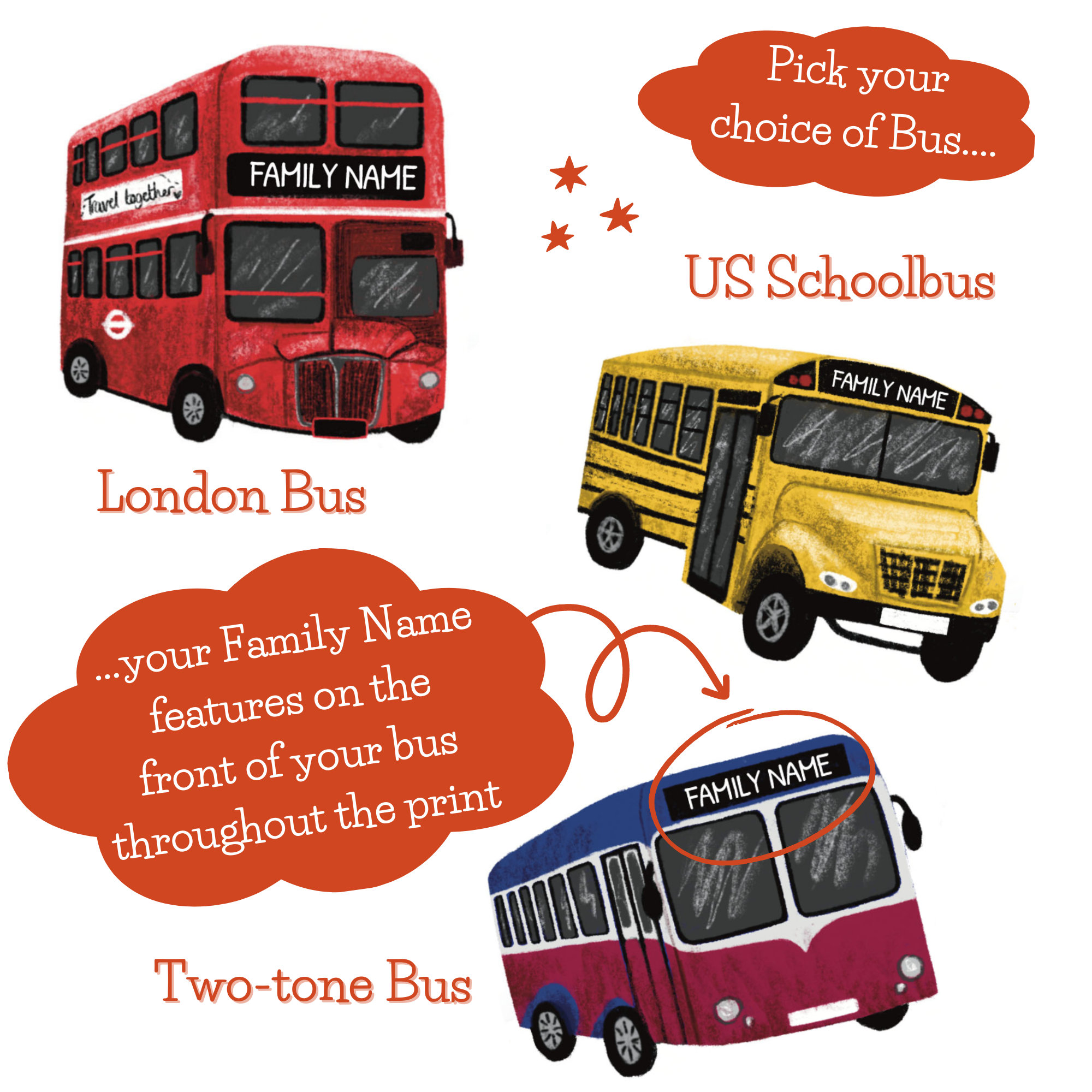 Family Bus Custom Family Print 'the Family Bus' a Personalized Poetry Print That ...