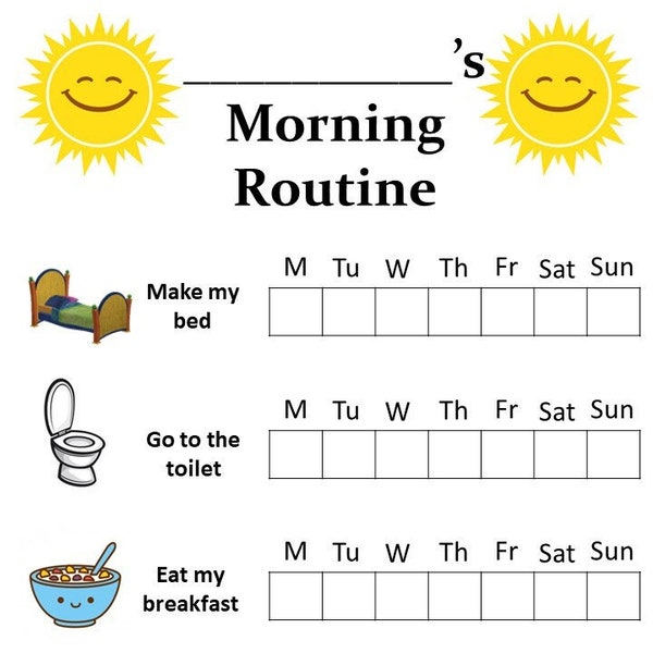 Good Morning Chore List, Childrens Job Poster, Daily Task List, Morning Checklist, Printable Daily Routine, Kids Daily Responsibility Chart