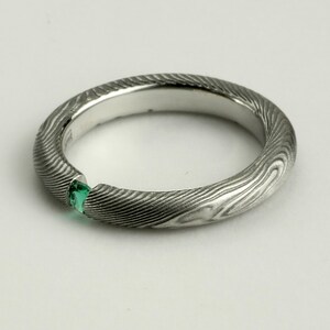 damascus steel ring 100% handmade, engagement ring, spannring, OOAK, damask jewellery, unique look, unrepeatable pattern, hand jewellery image 2