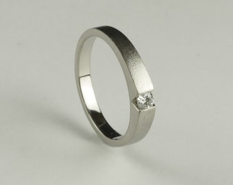 palladium engagement ring with diamond - 100% handmade, OOAK, white diamond, unique ring for women, promise ring, dainty classic