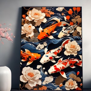 Rideau transparent Carpe, le poisson rouge, le japonais ou le dessin de  style chinois 