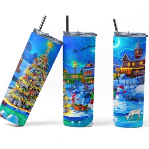 Vintage Christmas 20oz Skinny Tumbler PNG Sublimation Designs, Christmas Truck Png File Instant Download Sublimation
