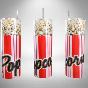Tumbler Wrap Popcorn Bucket 20 ounce skinny tumbler 20 oz Skinny Tumbler Sublimation Design PNG 2023